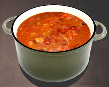 Фасолевый суп с ветчиной в кастрюле