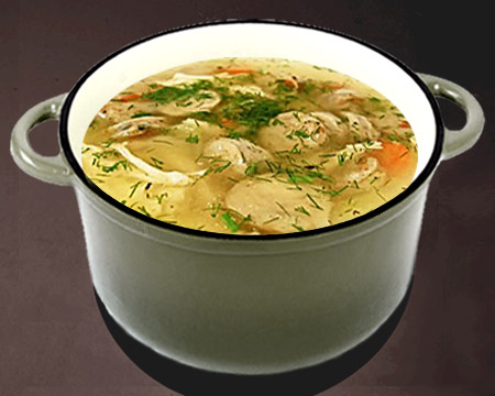 картофельный суп в кастрюле