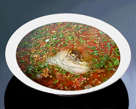 Суп харчо на курином бульоне в тарелке